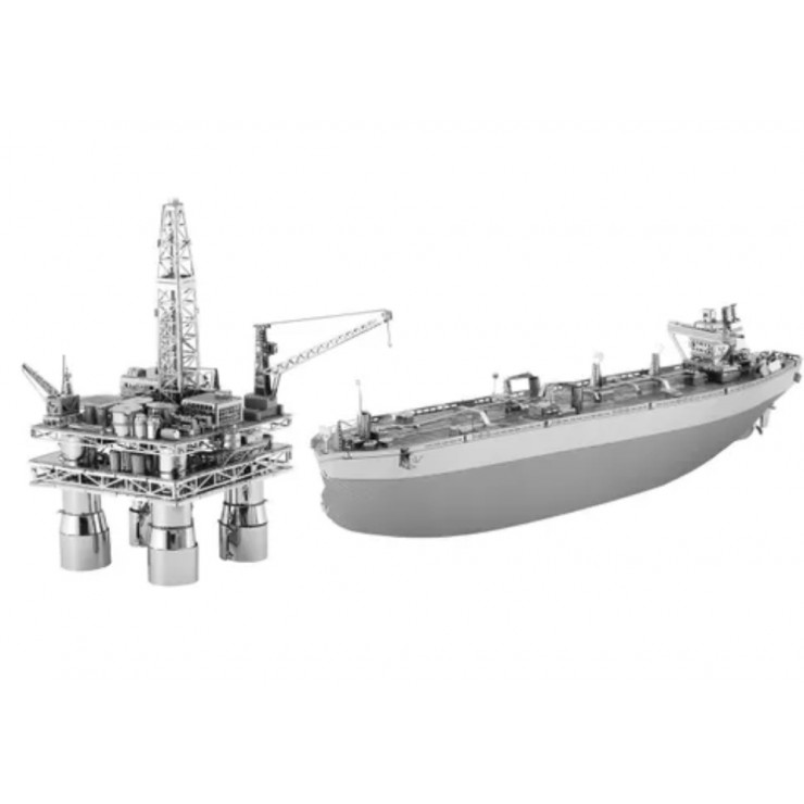 Металевий 3D-пазл нафтова платформа з танкером