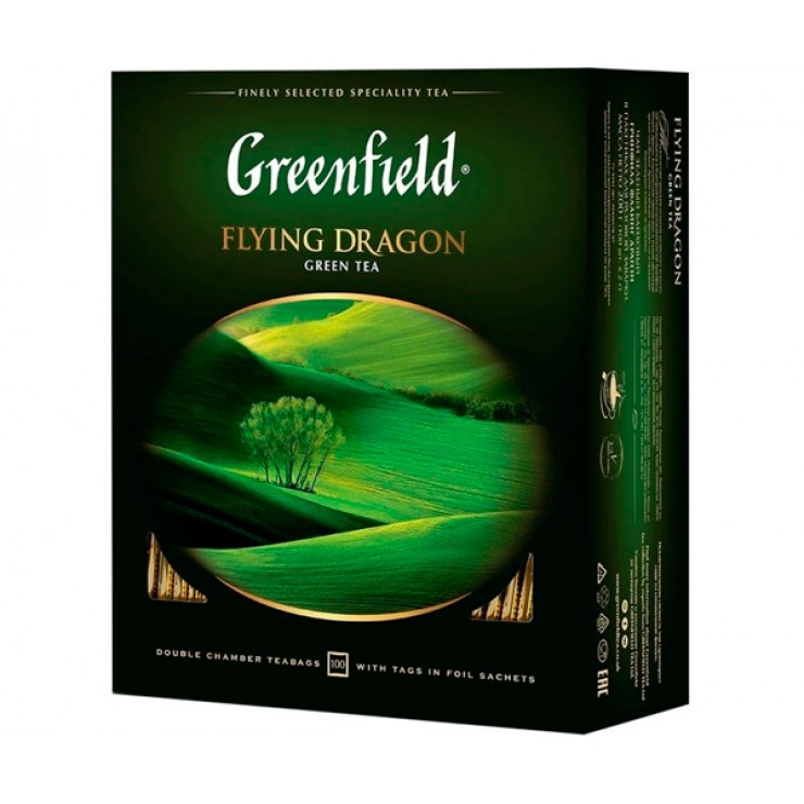 Чай зелений в пакетах  100 х 2 г Flying Dragon